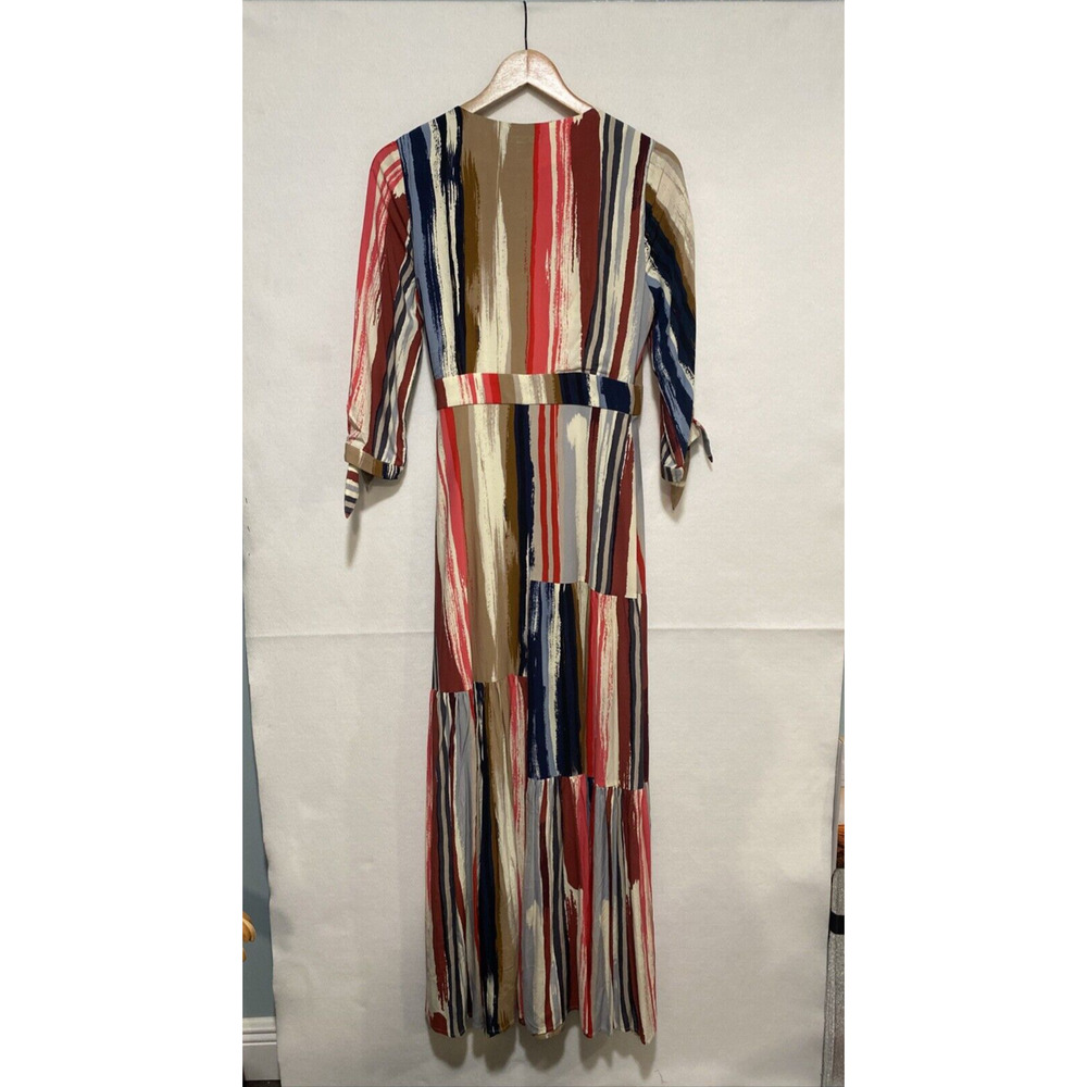 NWT Skies Are Blue Women's Small Paintbrush Striped Tiered Wrap Maxi Dress - Picture 5 of 11